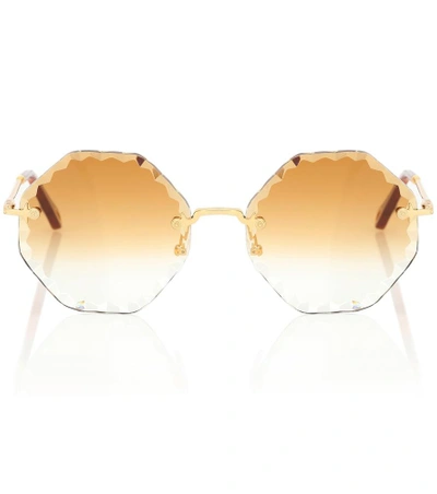 Shop Chloé Rosie Sunglasses In Gold