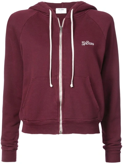 Shop Re/done Zip Hoodie With Embroidery - Red