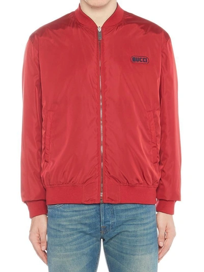 Shop Gucci Reversible Bomber Jacket In Red