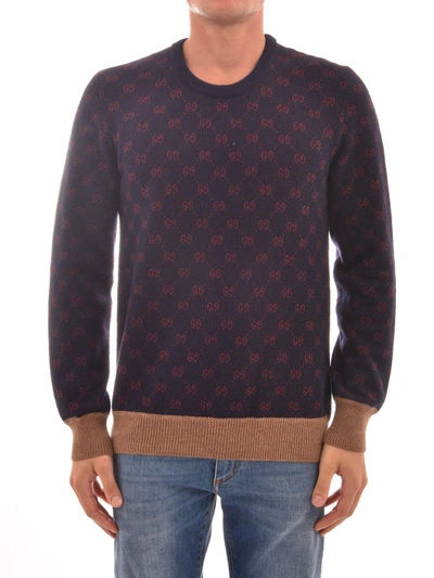 Shop Gucci Gg Knitted Sweater In Blue