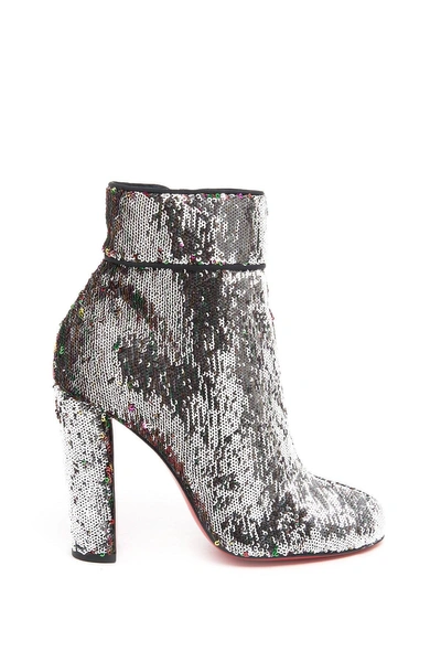 Shop Christian Louboutin Moulamax Sequin Ankle Boots In Silver