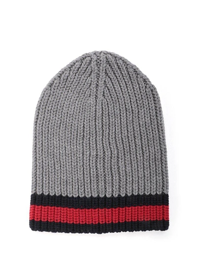 Shop Gucci Cable Knit Beanie In Grey