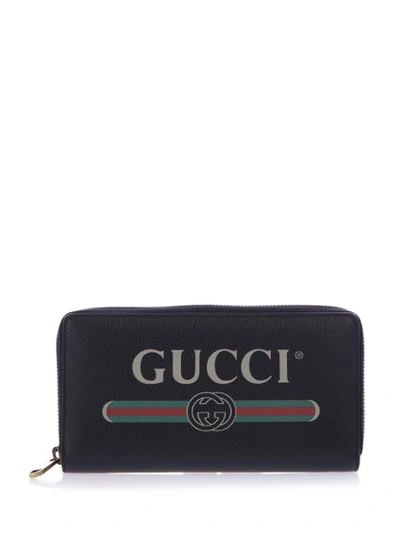 Shop Gucci Logo Zip Around Wallet In Black