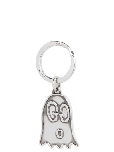 Shop Gucci Ghost Keyring In Silver