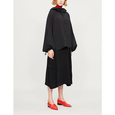 Shop Jil Sander Hooded Woven Top In Black