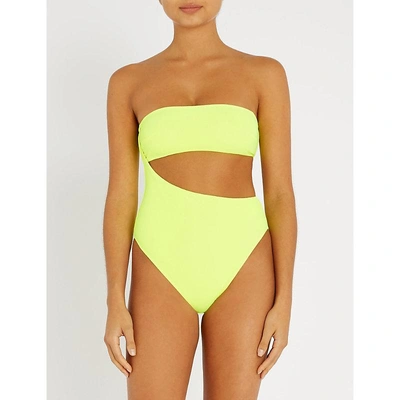 Shop Stella Mccartney Bandeau Swimsuit In Fluo Yellow