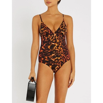 Shop Stella Mccartney Leopard-print Swimsuit In Pink Camoflage