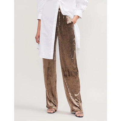 Shop Alena Akhmadullina Textured Straight Velvet Trousers In Brown