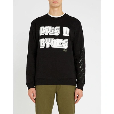 Shop Hugo Crewneck Cotton-blend Jersey Sweatshirt In Black