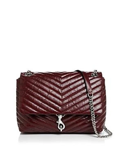 Shop Rebecca Minkoff Edie Medium Convertible Leather Shoulder Bag In Bordeaux/silver