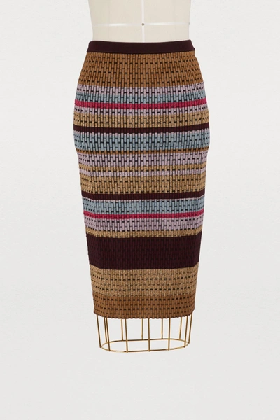 Shop Diane Von Furstenberg Knit Skirt In Cabernet Multi