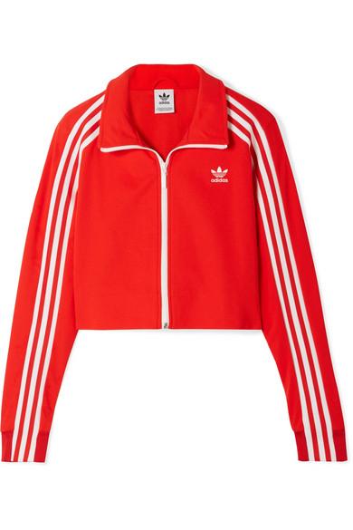 red cropped adidas jacket