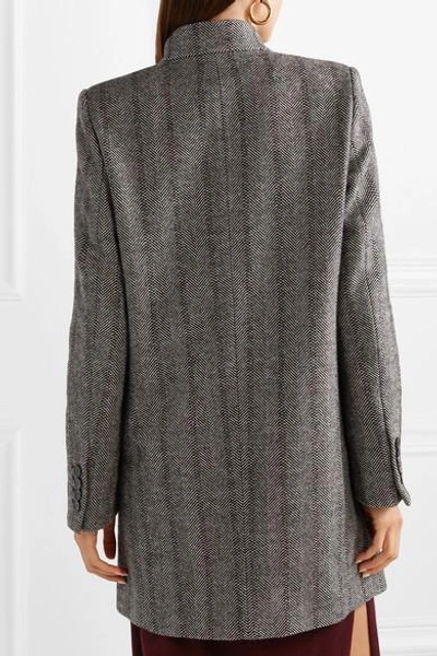 Shop Stella Mccartney Bryce Herringbone Wool-blend Coat In Black