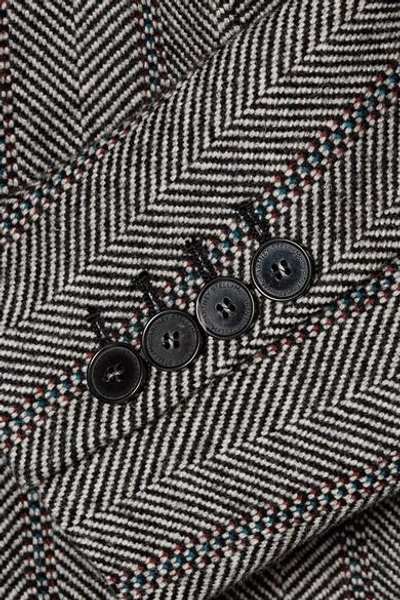 Shop Stella Mccartney Bryce Herringbone Wool-blend Coat In Black