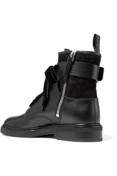 Shop Roger Vivier Viv Rangers Crystal-embellished Paneled Leather And Suede Ankle Boots In Black