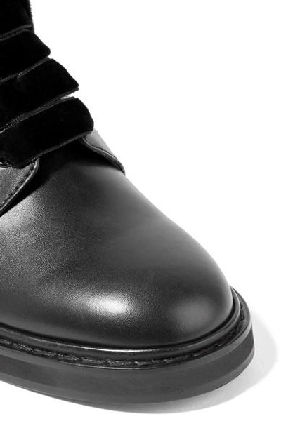 Shop Roger Vivier Viv Rangers Crystal-embellished Paneled Leather And Suede Ankle Boots In Black
