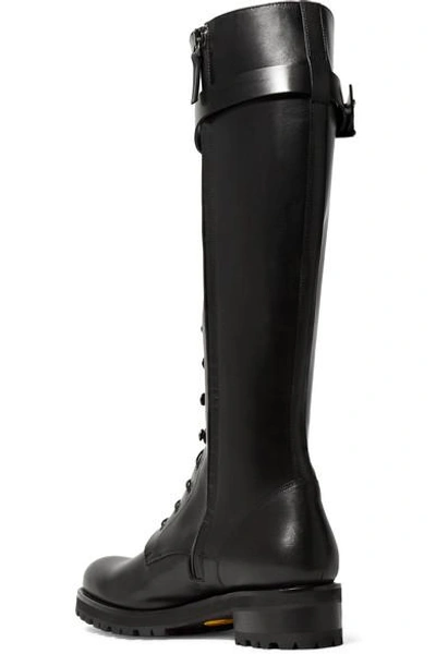 Shop Rupert Sanderson Duncan Buckled Leather Knee Boots In Black