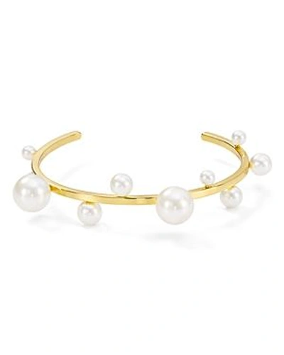 Shop Rebecca Minkoff Sophia Simulated Pearl Cuff Bracelet In Gold