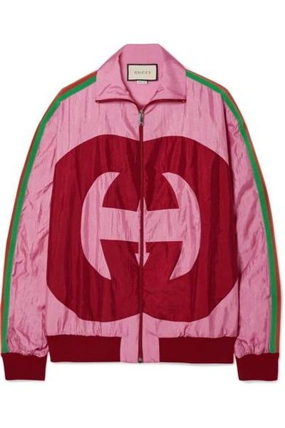 Shop Gucci Grosgrain-trimmed Printed Shell Track Jacket