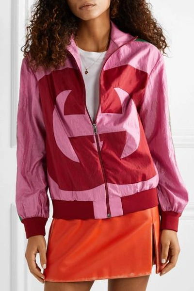 Shop Gucci Grosgrain-trimmed Printed Shell Track Jacket