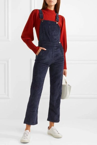 Shop M.i.h. Jeans Korine Cotton-blend Corduroy Overalls In Midnight Blue