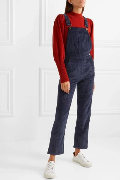 Shop M.i.h. Jeans Korine Cotton-blend Corduroy Overalls In Midnight Blue