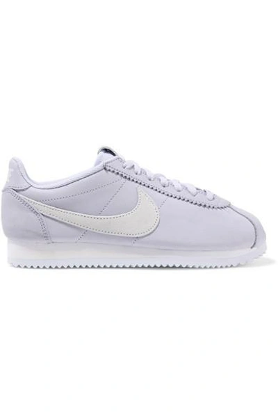 Shop Nike Classic Cortez Leather And Suede Sneakers In Lilac