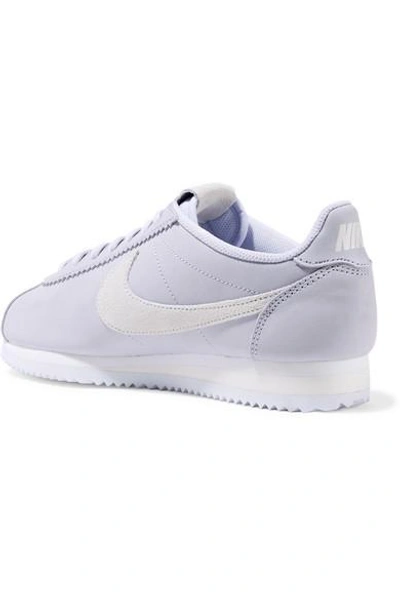 Shop Nike Classic Cortez Leather And Suede Sneakers In Lilac