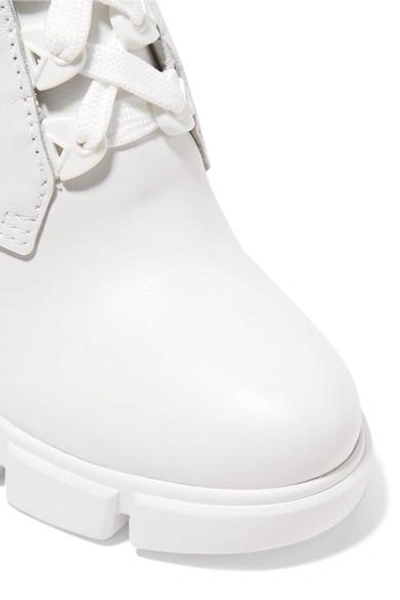 Shop Prada Logo-embossed Rubber And Neoprene-trimmed Leather Ankle Boots In White