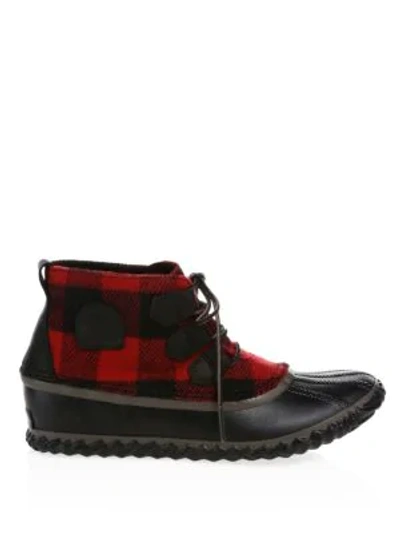 Shop Sorel Out & About Leather Booties In Black Red