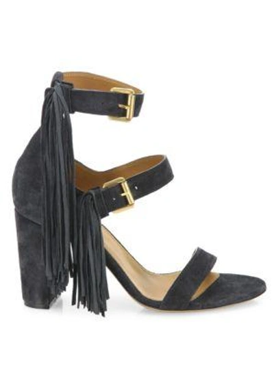 Shop Ann Demeulemeester Fringe Leather High-heel Sandals In Black