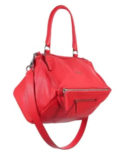 Shop Givenchy Pandora Medium Leather Shoulder Bag In Medium Red
