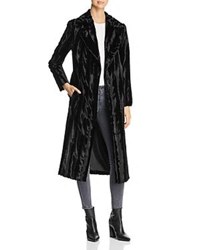 Unreal Fur Velvet Underground Long Faux Fur Coat In Black Velvet