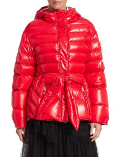 Shop Moncler Genius 4 Moncler Simone Rocha Lolly Belted Puffer Jacket In Dark Red
