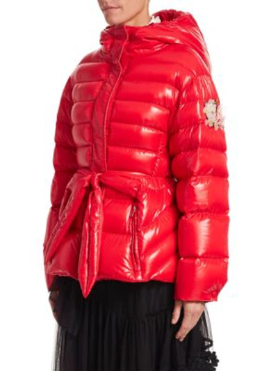 Shop Moncler Genius 4 Moncler Simone Rocha Lolly Belted Puffer Jacket In Dark Red
