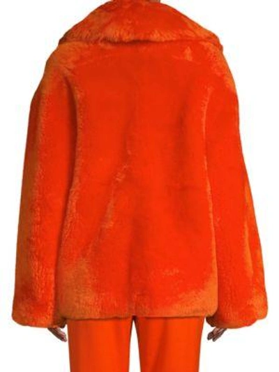 Shop Anne Vest Sirid Notch Collar Shearling Coat In Dark Orange