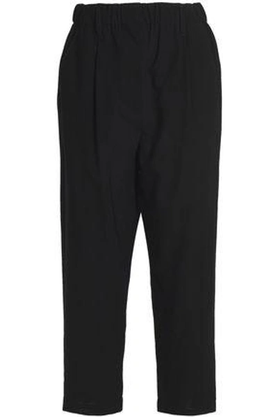 Shop Brunello Cucinelli Woman Wool-twill Straight-leg Pants Black