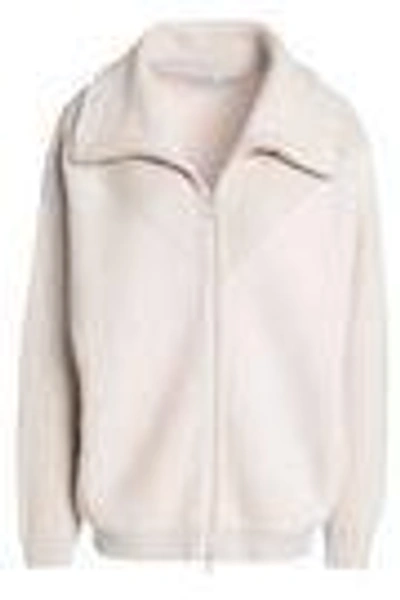 Shop Brunello Cucinelli Woman Bead-embellished Ribbed Cashmere Cardigan Ecru