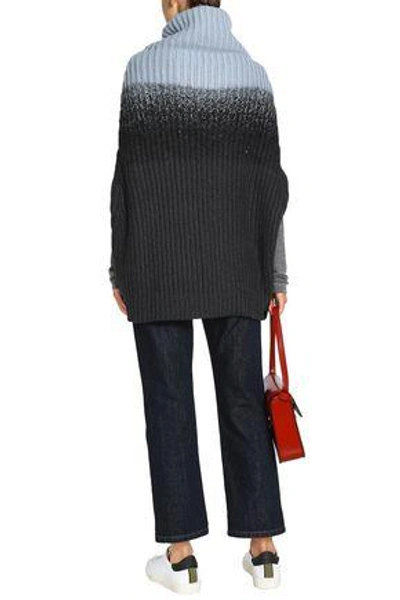 Shop Brunello Cucinelli Woman Two-tone Cashmere Turtleneck Sweater Black