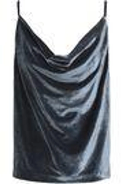 Shop Oak Draped Velvet Camisole In Indigo