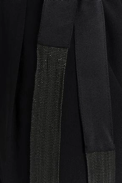 Shop Brunello Cucinelli Woman Cropped Bead-embellished Crepe Tapered Pants Black