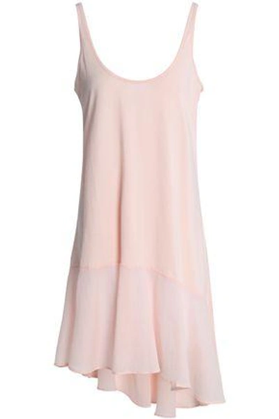 Shop Skin Woman Asymmetric Voile-paneled Pima Cotton Nightdress Pastel Pink