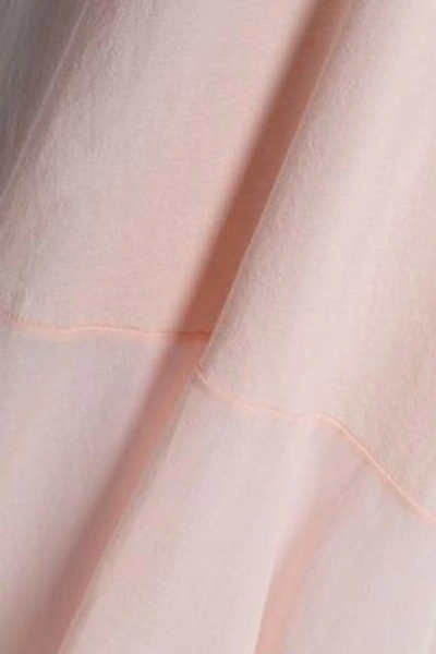 Shop Skin Woman Asymmetric Voile-paneled Pima Cotton Nightdress Pastel Pink