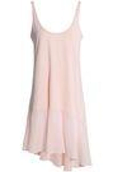 Shop Skin Woman Asymmetric Voile-paneled Pima Cotton Nightdress Pastel Pink