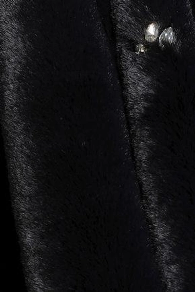Shop Joie Woman Nayland Crystal-embellished Faux Fur Jacket Black