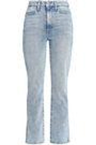 Shop Alice And Olivia Fabulous Faded High-rise Straight-leg Jeans In Light Denim