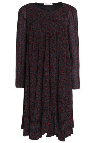 Shop Chloé Woman Printed Cotton And Silk-blend Gauze Dress Black