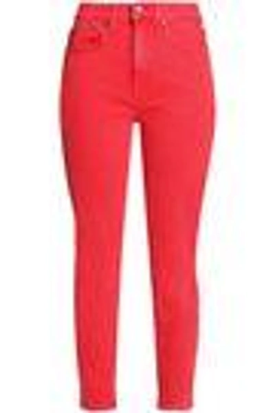 Shop Alice And Olivia Alice + Olivia Woman Good Cropped High-rise Slim-leg Jeans Papaya