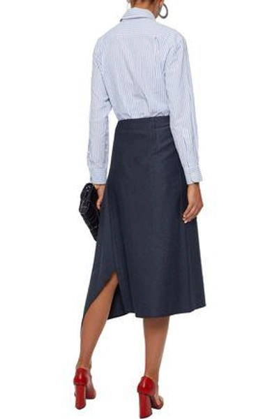 Shop Tibi Woman Twill Midi Skirt Navy