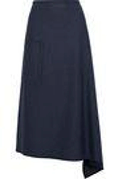Shop Tibi Woman Twill Midi Skirt Navy